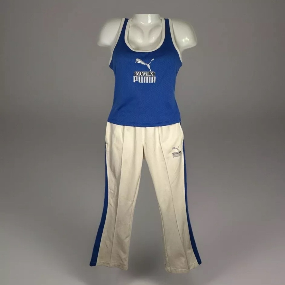 Vintage PUMA Flare Leg Track Pants Racer Back Tank Top Small/X-Small Gym Set